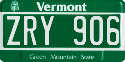 VT license plate ZRY906