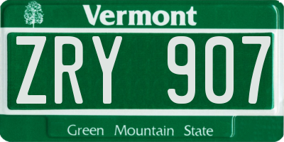 VT license plate ZRY907
