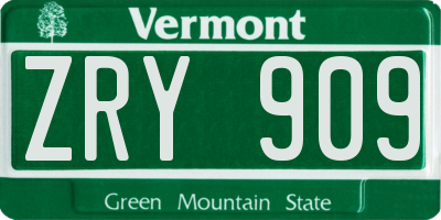 VT license plate ZRY909