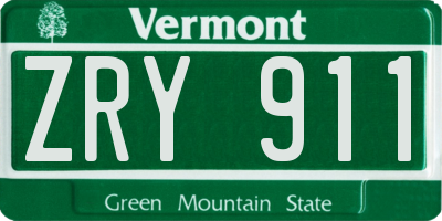 VT license plate ZRY911
