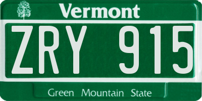 VT license plate ZRY915