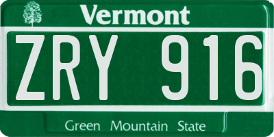 VT license plate ZRY916
