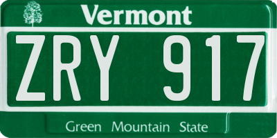VT license plate ZRY917