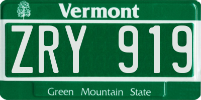 VT license plate ZRY919