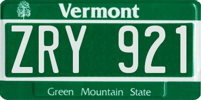 VT license plate ZRY921