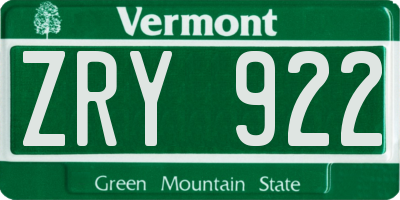 VT license plate ZRY922