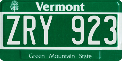 VT license plate ZRY923