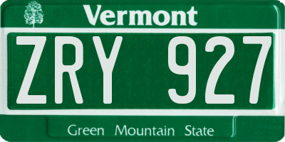 VT license plate ZRY927