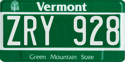 VT license plate ZRY928
