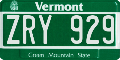 VT license plate ZRY929