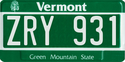 VT license plate ZRY931