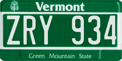 VT license plate ZRY934