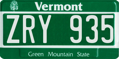 VT license plate ZRY935