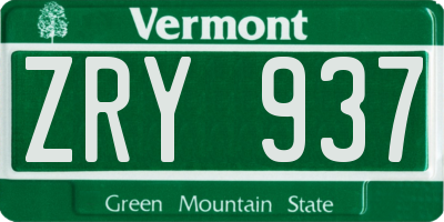 VT license plate ZRY937