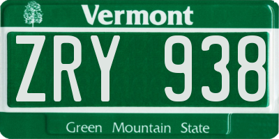 VT license plate ZRY938