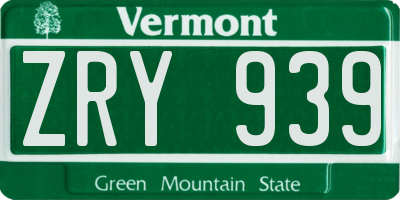 VT license plate ZRY939