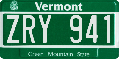 VT license plate ZRY941
