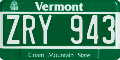 VT license plate ZRY943