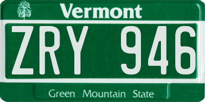 VT license plate ZRY946