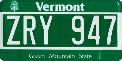 VT license plate ZRY947