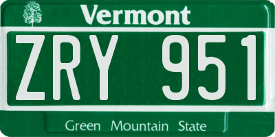 VT license plate ZRY951