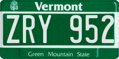 VT license plate ZRY952