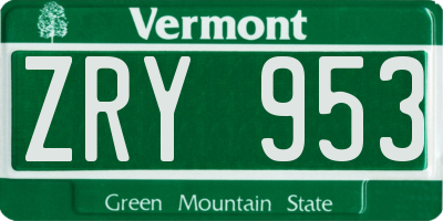 VT license plate ZRY953