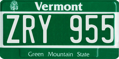 VT license plate ZRY955