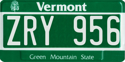 VT license plate ZRY956