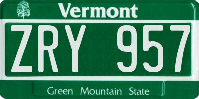 VT license plate ZRY957