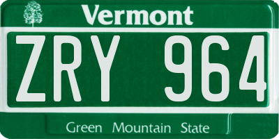 VT license plate ZRY964