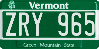 VT license plate ZRY965