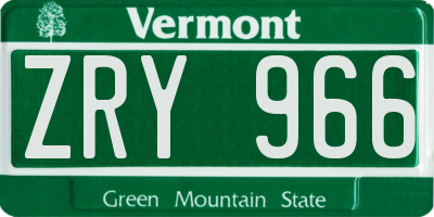 VT license plate ZRY966