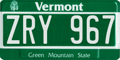 VT license plate ZRY967