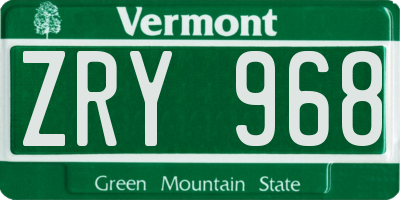 VT license plate ZRY968