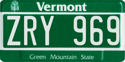 VT license plate ZRY969