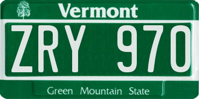 VT license plate ZRY970