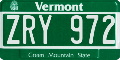 VT license plate ZRY972