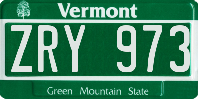 VT license plate ZRY973