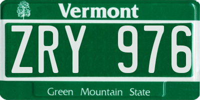 VT license plate ZRY976