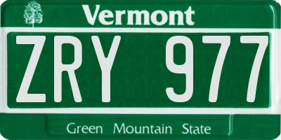 VT license plate ZRY977