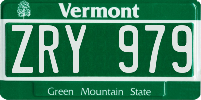 VT license plate ZRY979