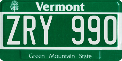 VT license plate ZRY990