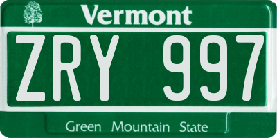 VT license plate ZRY997