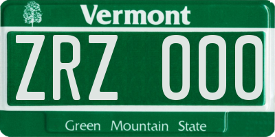 VT license plate ZRZ000