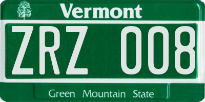 VT license plate ZRZ008