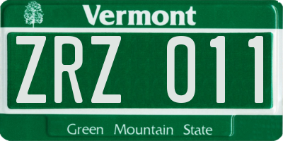 VT license plate ZRZ011