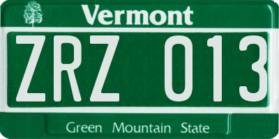 VT license plate ZRZ013