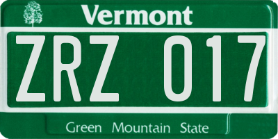 VT license plate ZRZ017