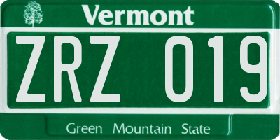 VT license plate ZRZ019